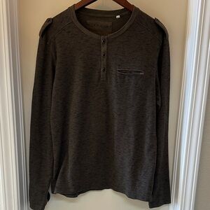 Guess Men's Dark Brown Long Sleeve Henley